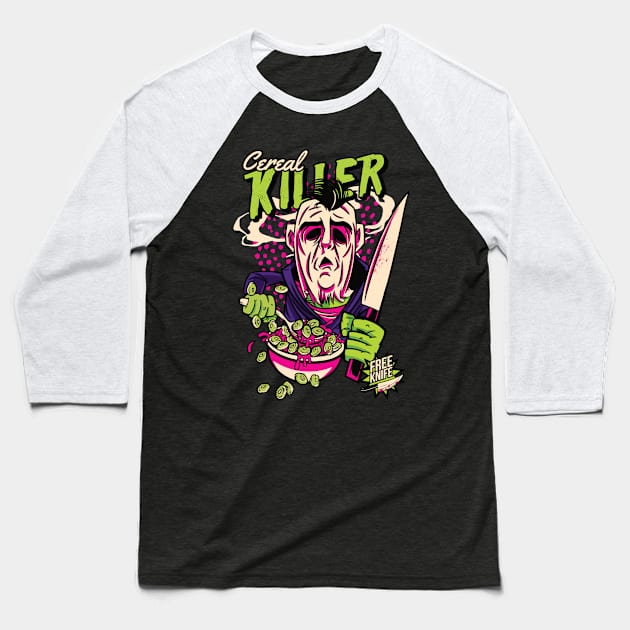 Cereal Killer Funny Horror Humor Baseball T-Shirt by Visual Vibes